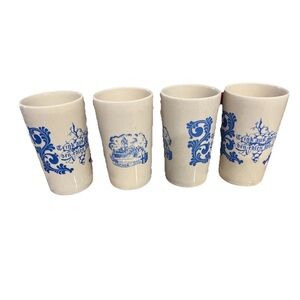 German Burg Cochem "Trink aus Stein den edlen Wein" Ceramic Cup Mug Set Of 4